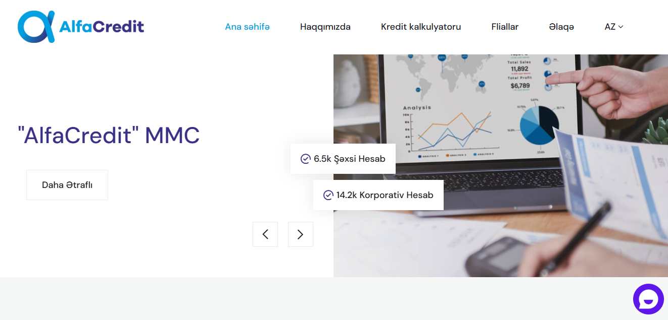 kredit təşkilatları üçün veb sayt
